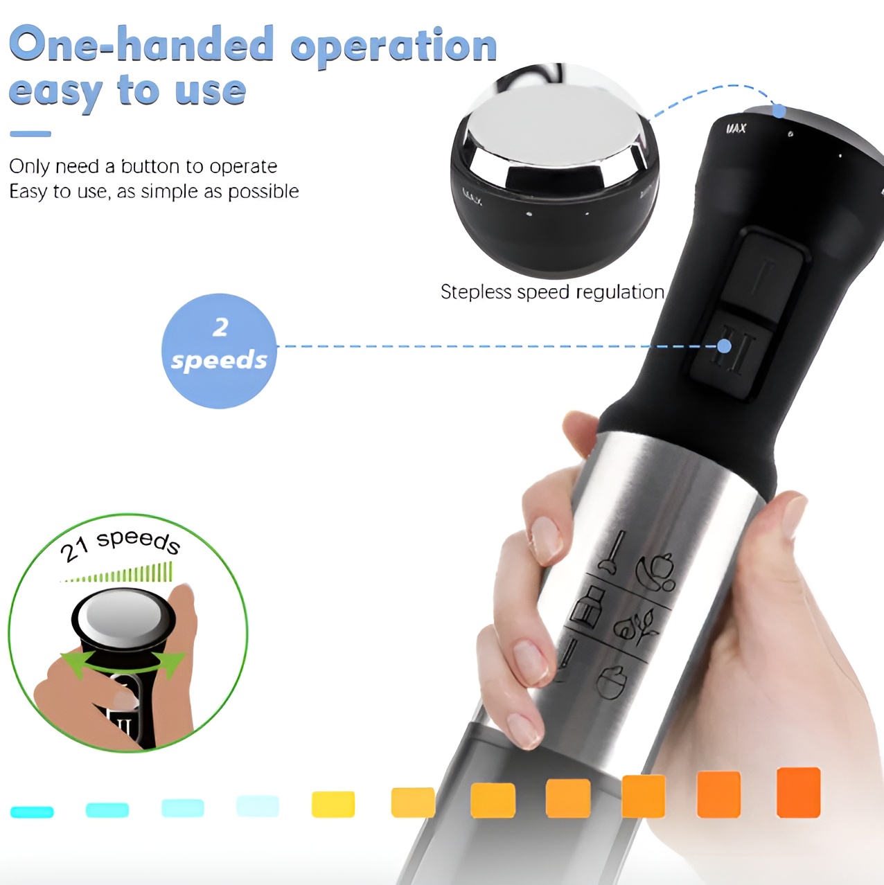 Title: RAF Hand Blender R.294 – 21-Speed Powerful Stick Blender (600W)